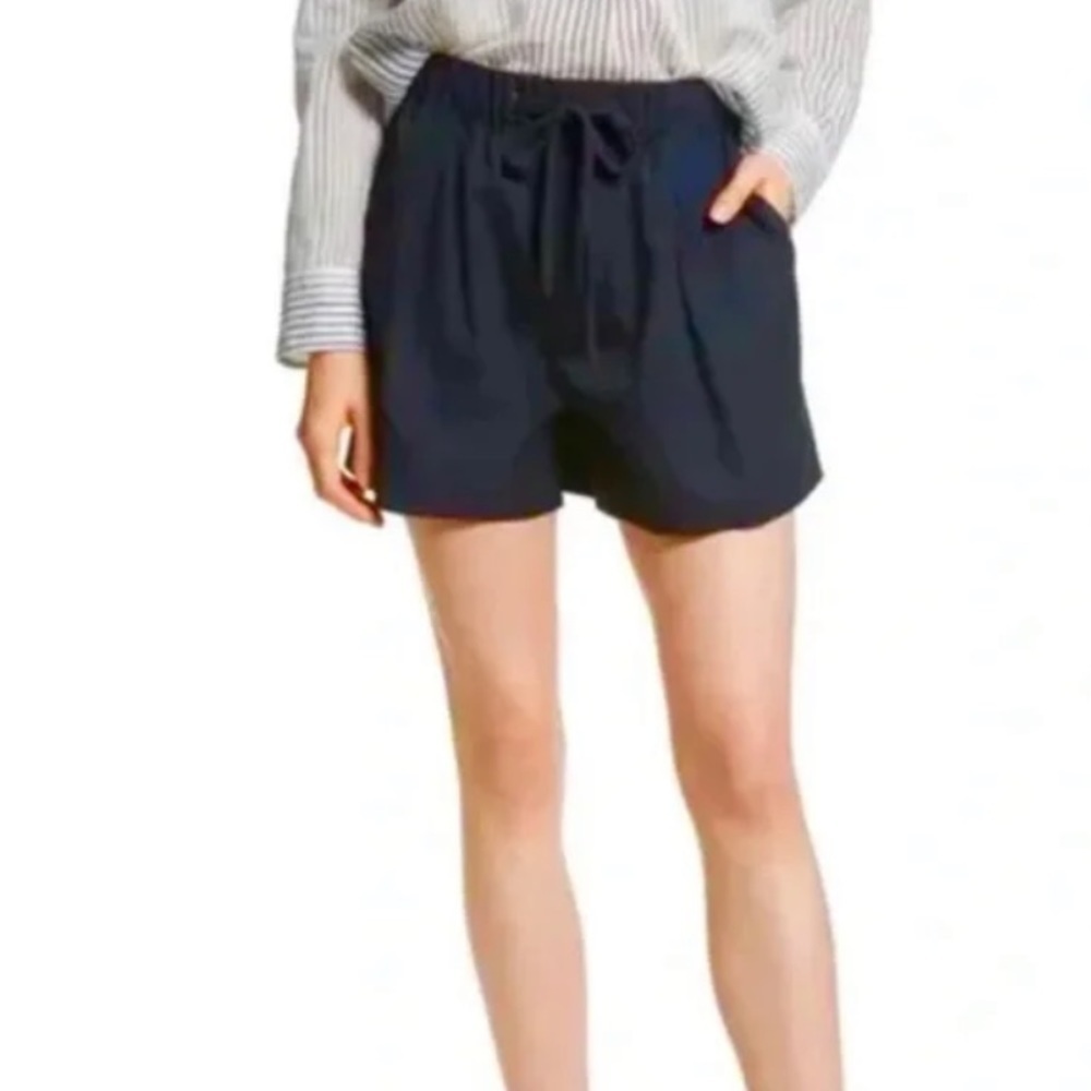 Vince Relaxed Fit High Waist Drawstring Navy Cotton Shorts sz M